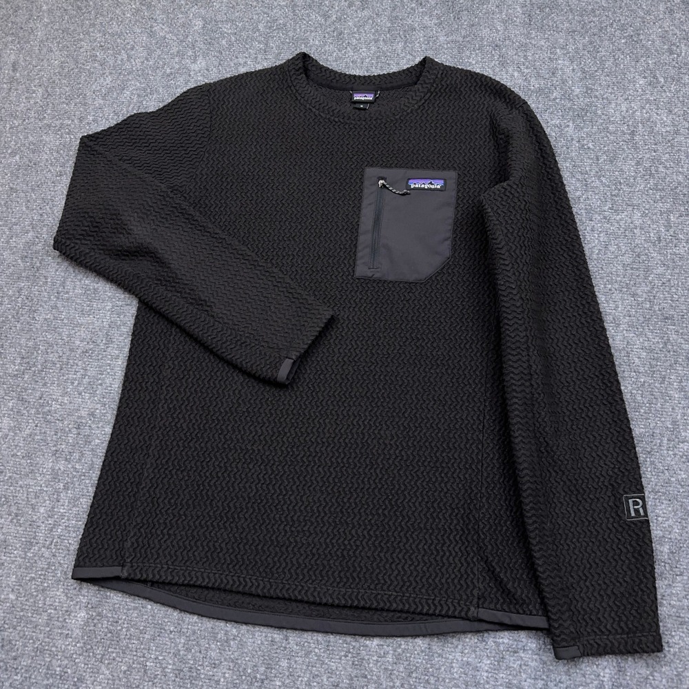 Patagonia R1 Air Crew Mens Medium Black Technical Zigzag Fleece Pullover 40235